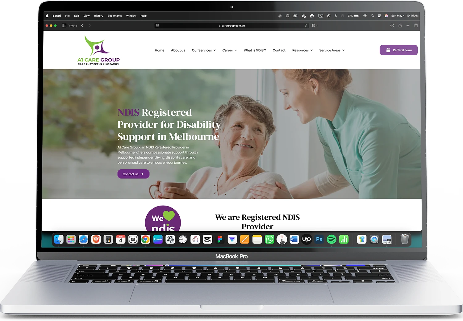 A1 Care Group website designed by iOnethink in Punjab, India, featuring NDIS disability support services in Melbourne<br>